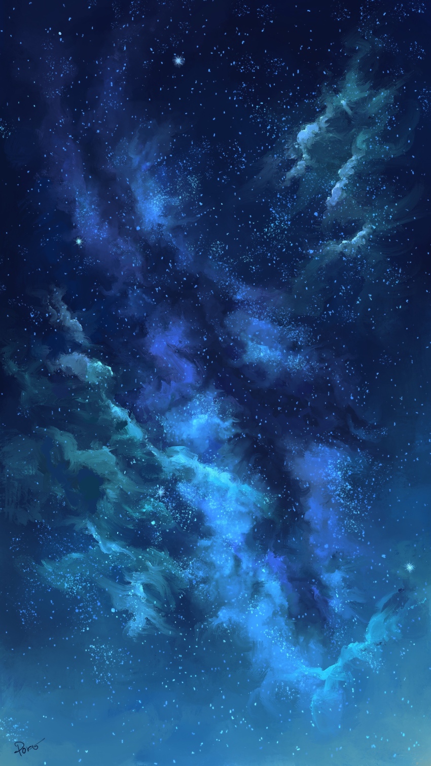 absurdres, commentary_request, highres, milky_way, night, no_humans, original, painterly