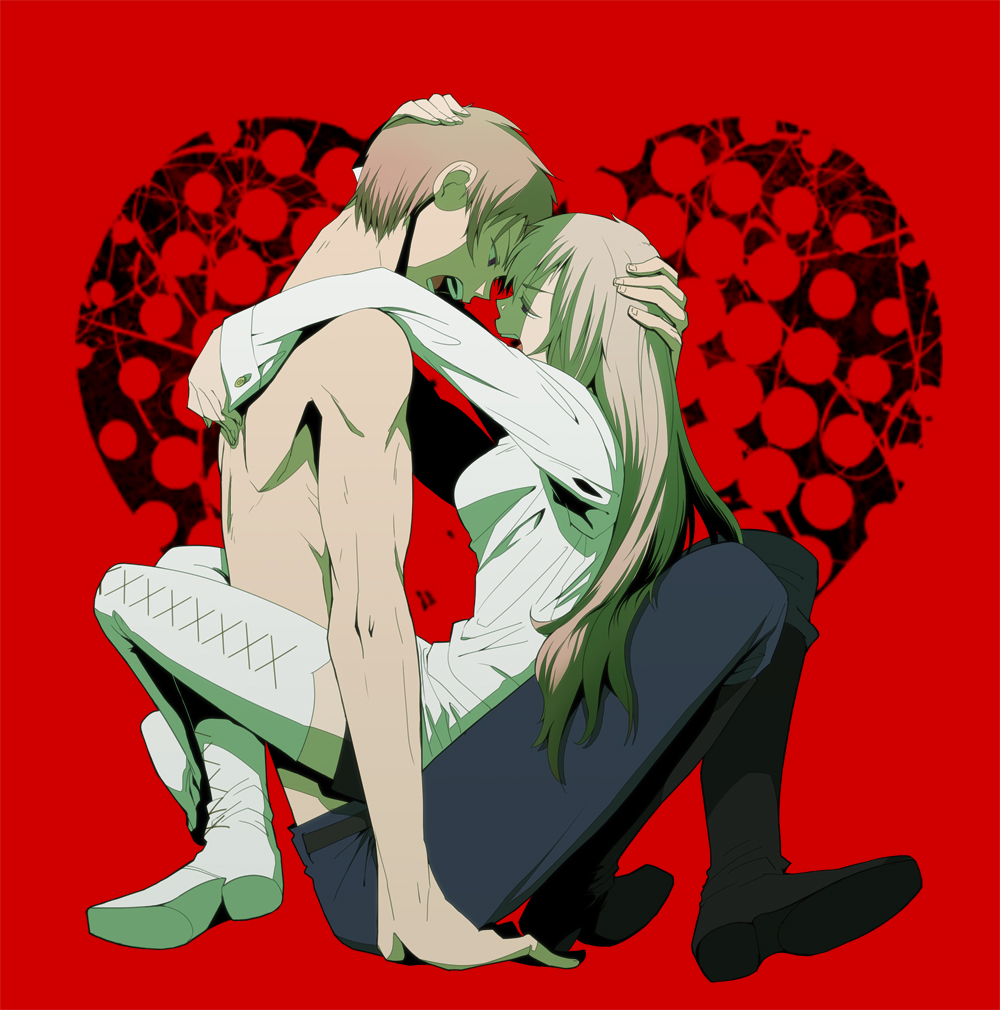 1boy, 1girl, axis_powers_hetalia, bad_id, bad_pixiv_id, boots, couple, cross-laced_footwear