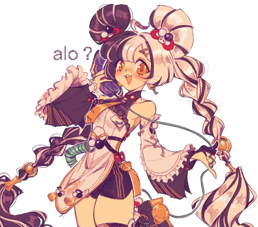 1girl, :d, braid, chinese_clothes, commentary, detached_sleeves, dialyn_(zenless_zone_zero), english_commentary