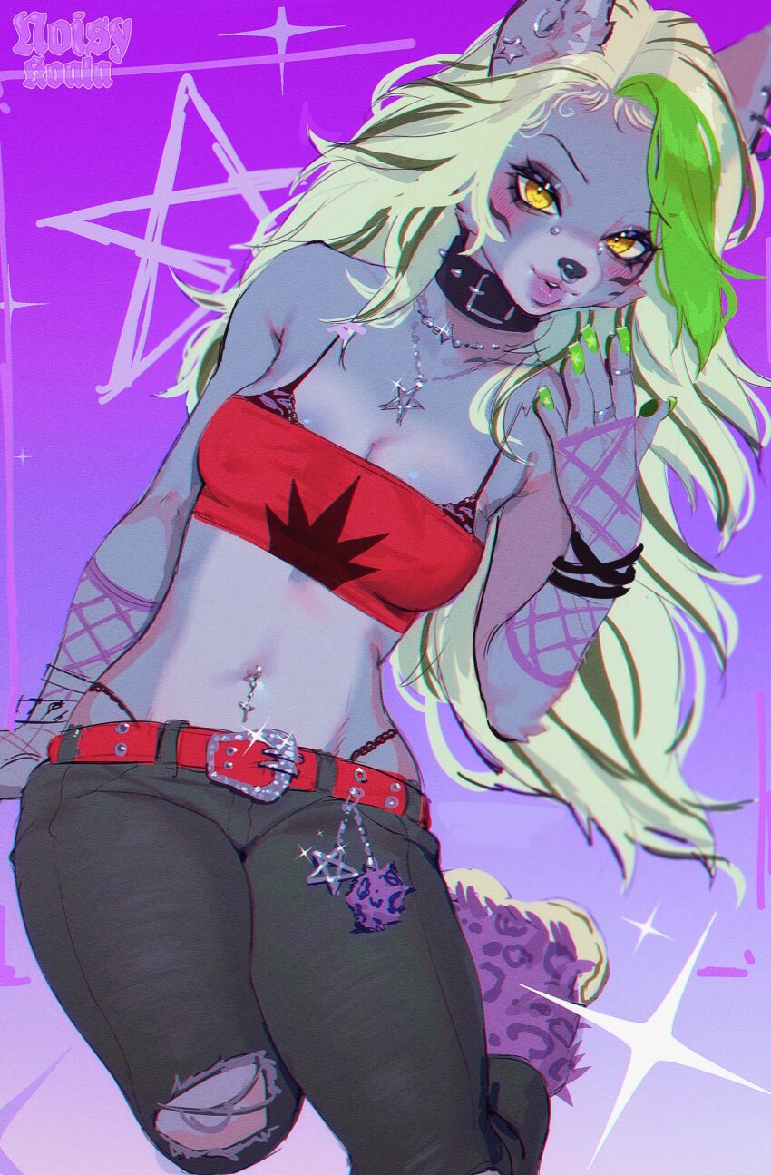 1girl, absurdres, animal_ear_piercing, animal_ears, animal_nose, animal_print, artist_name, bandeau