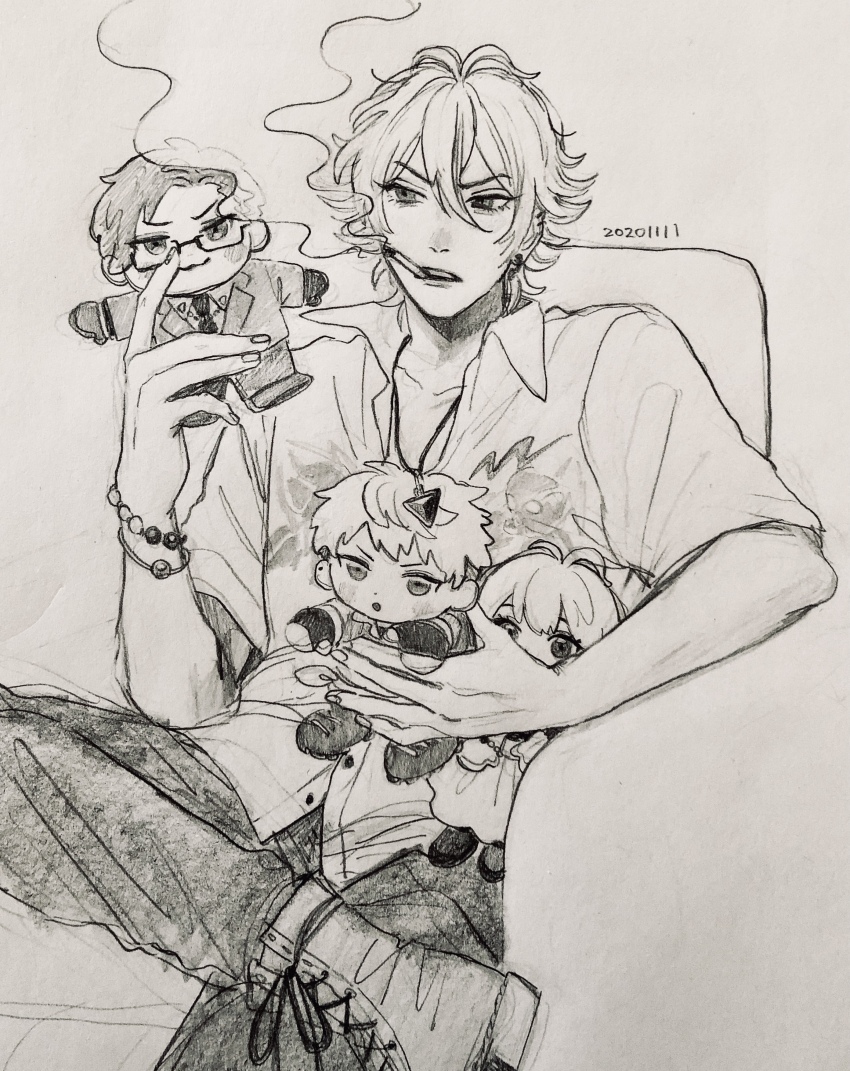 1boy, :3, :o, absurdres, ankle_boots, antenna_hair, aohitsugi_nemu, aohitsugi_samatoki