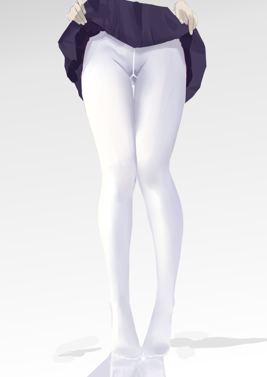 1girl, absurdres, clothes_lift, he_yue, highres, lifting_own_clothes, pantyhose, pleated_skirt