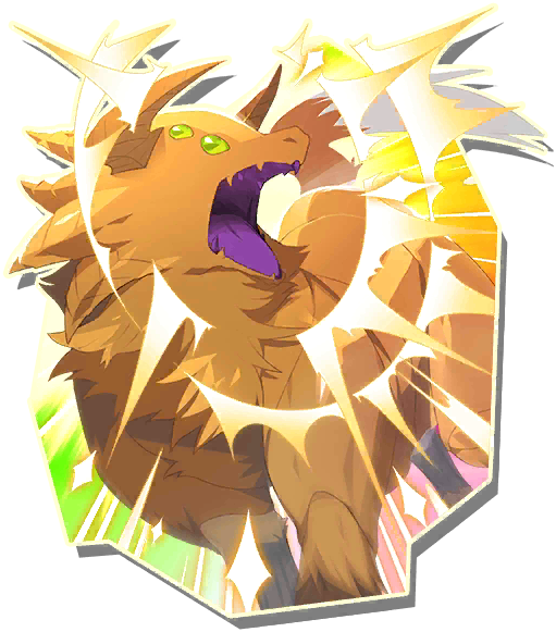brown_fur, green_eyes, horns, monster_farm, monster_farm_online, multiple_eyes, official_art, screaming