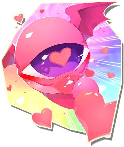 cyclops, glowing_lips, head_wings, heart, heart-shaped_pupils, monopod, monster, monster_farm