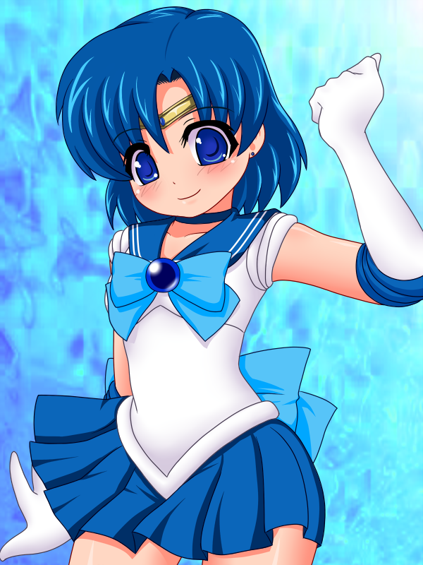1990s_(style), 1girl, bishoujo_senshi_sailor_moon, blue_eyes, blue_hair, blue_sailor_collar, blue_skirt, blue_theme