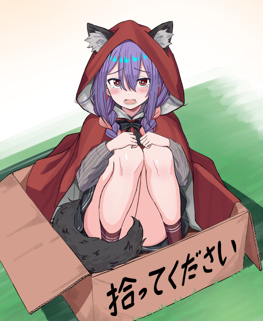 1girl, absurdres, animal_ear_fluff, animal_ears, aqua_pupils, black_bow, black_skirt, blush