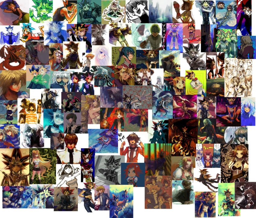 6+boys, 6+girls, aoki_(fumomo), atem, bad_id, bad_pixiv_id, bakura_ryou, blue-eyes_white_dragon, blue_eyes_white_dragon, breasts, card, cleavage, collage, curse_of_dragon, duel_monster, flower, fudo_yusei, glomp, highres, holding, holding_card, hug, izayoi_aki, jack_atlas, jonouchi_katsuya, kaiba_mokuba, kaiba_seto, kisara_(yu-gi-oh!), kujaku_mai, laughing, mazaki_anzu, medium_breasts, millennium_puzzle, monochrome, multicolored_hair, multiple_boys, multiple_girls, muto_yugi, nosaka_miho, osiris_red_uniform, osiris_the_sky_dragon, otogi_ryuuji, red_flower, red_rose, rose, scarf, silent_swordsman, silent_swordsman_lv3, sleeping, tears, touzokuou_bakura, yami_bakura, yami_yugi, yu-gi-oh!, yu-gi-oh!_(toei), yu-gi-oh!_5d's, yu-gi-oh!_duel_monsters, yu-gi-oh!_gx, yuki_judai