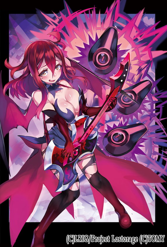 1girl, ario, black_border, black_dress, border, breasts, cleavage, copyright_notice