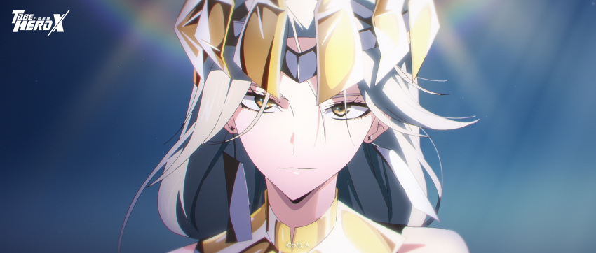 1girl, absurdres, anime_screenshot, chinese_commentary, close-up, collar, commentary_request, copyright_logo