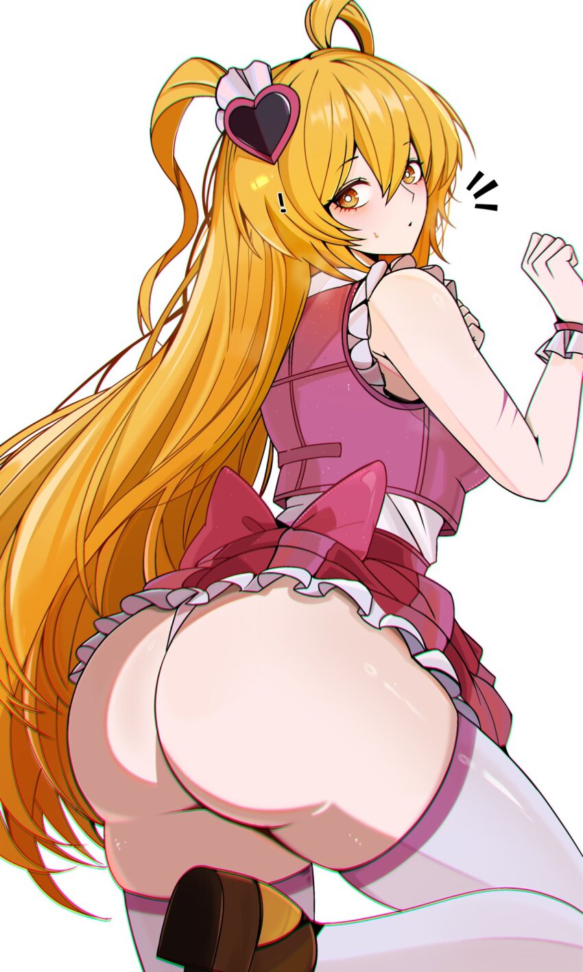 !, 1girl, ass, blonde_hair, breasts, brown_eyes, commentary, don_quixote_(project_moon)