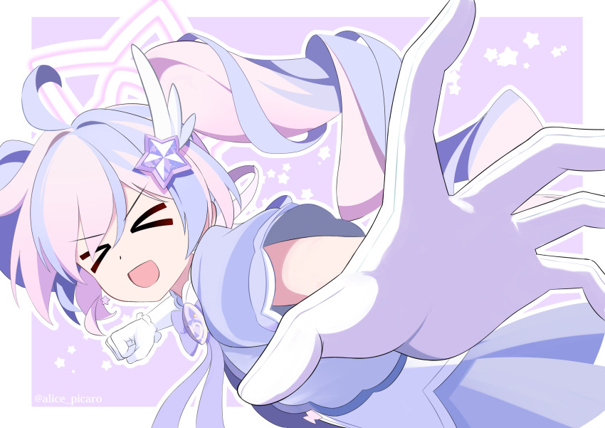 >_<, 1girl, :d, absurdres, alice_picaro, blue_archive, bow, bowtie