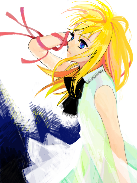 blonde_hair, blue_hair, crossdressing, eden_no_ori, isurugi_miina, ribbon, trap