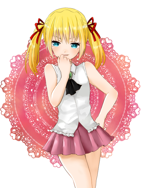 blonde_hair, blue_eyes, crossdressing, eden_no_ori, isurugi_miina, ribbon, skirt, trap, twintails