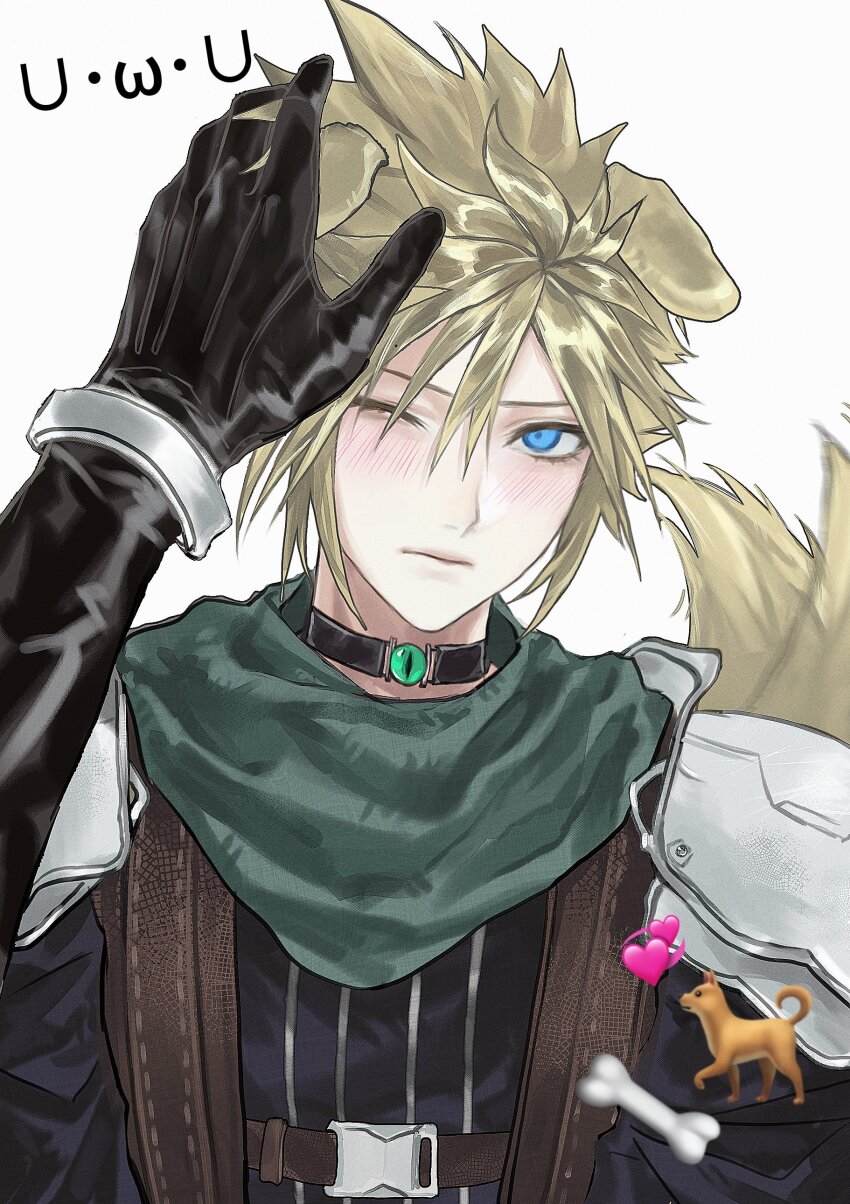 2boys, 3_3lecho, absurdres, animal_ears, armor, black_gloves, black_shirt, blue_eyes