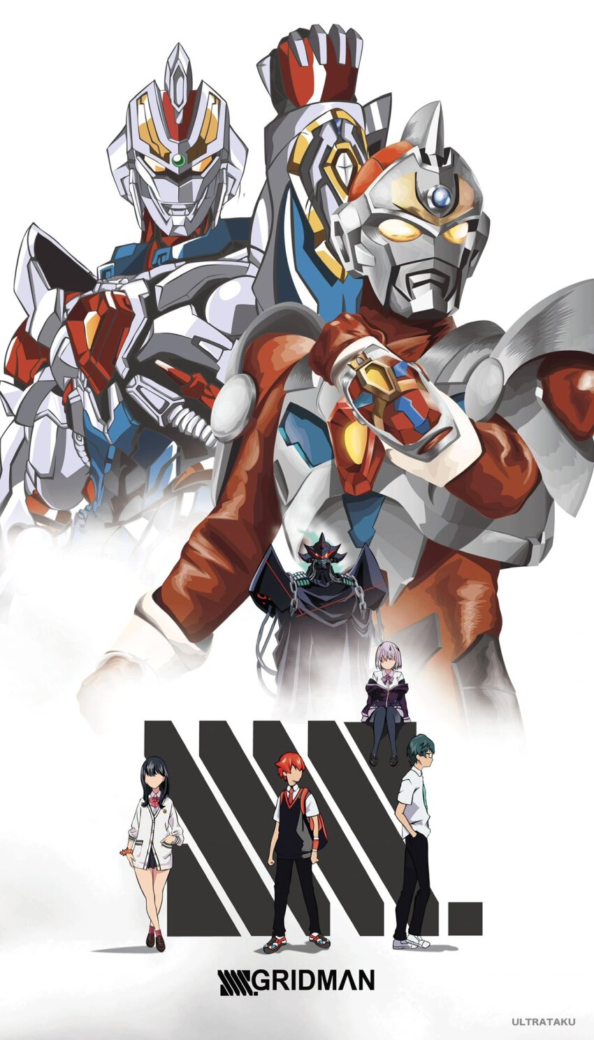 2girls, 4boys, acceptor, alexis_kerib, arm_support, armor, artist_name, backpack