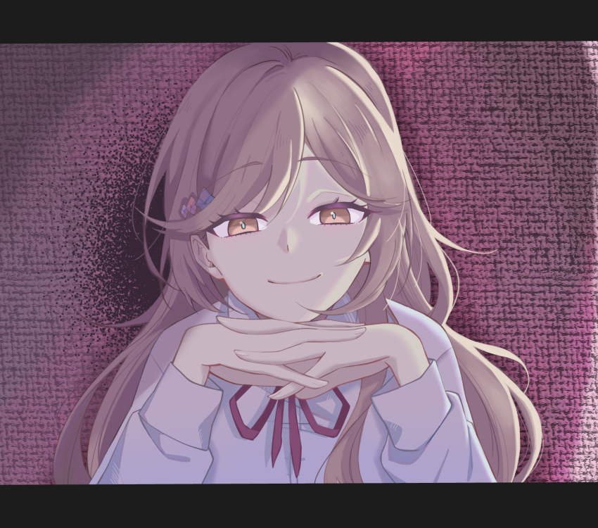 doki_doki_literature_club, highres, just_monika_(meme), meme, school_uniform, sena_ajisai, staring, watashi_ga_koibito_ni_nareru_wake_naijan_murimuri!, yandere