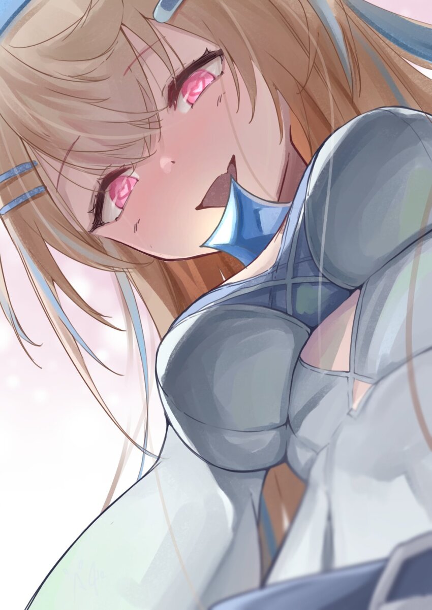 1girl, aesfixcia, blonde_hair, blue_hair, breasts, from_behind, fuwawa_abyssgard, fuwawa_abyssgard_(1st_costume)