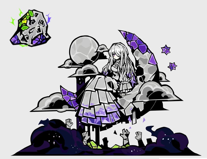 1girl, absurdres, breasts, collar, crescent, dress, e.g.o_(project_moon), full_moon