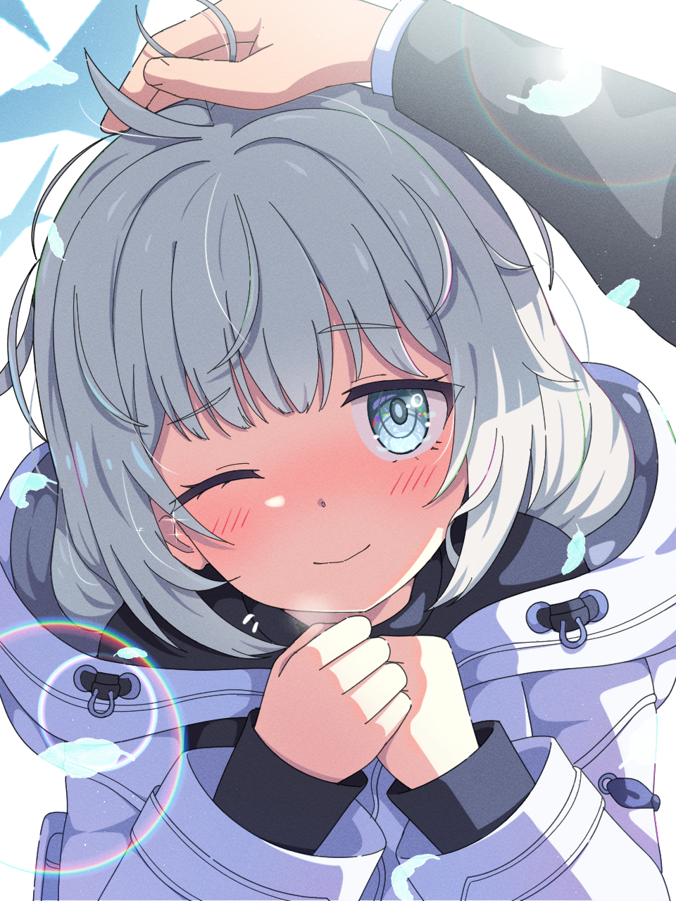 1boy, 1girl, ahoge, blue_archive, blue_eyes, blue_halo, blush, closed_mouth