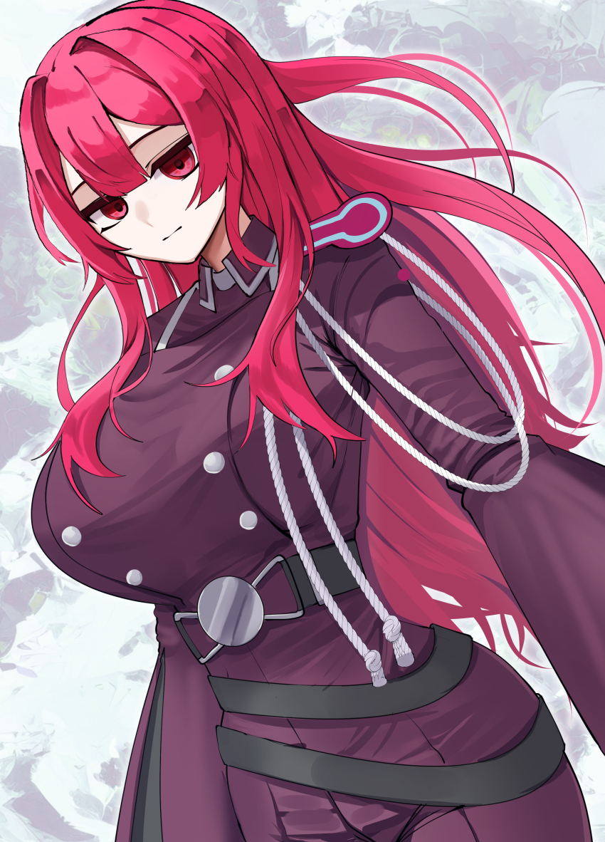 1girl, absurdres, belt, black_belt, black_gloves, breasts, buttons, cotan_(actancyaga)