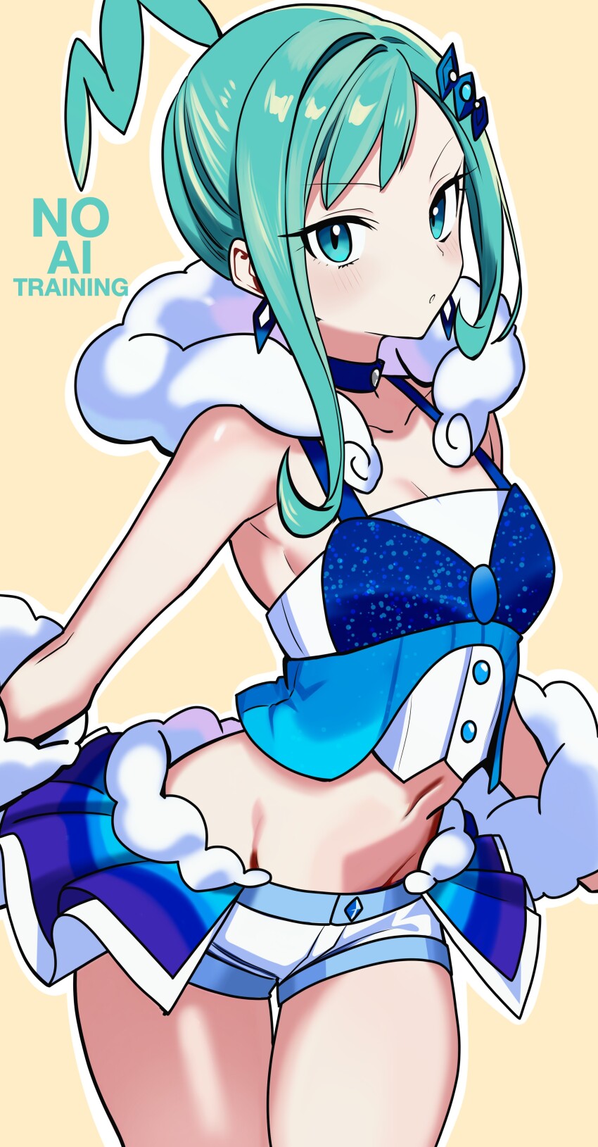 1girl, absurdres, arm_warmers, asymmetrical_sidelocks, blue_collar, blue_vest, buttons, collar