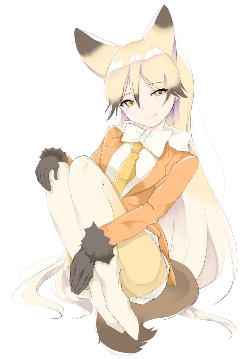 1girl, animal_ears, blush, bow, bowtie, brown_fur, brown_gloves, brown_hair