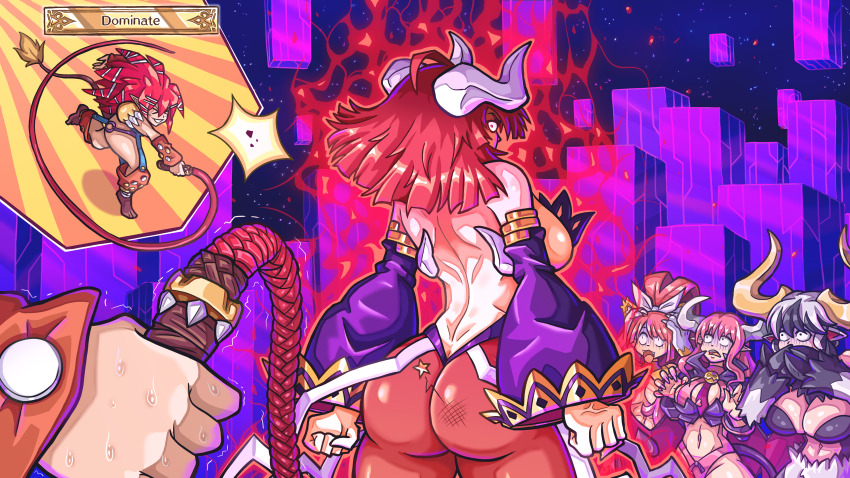 5girls, absurdres, angry, animal_ears, animal_hands, ass, aura, bare_shoulders