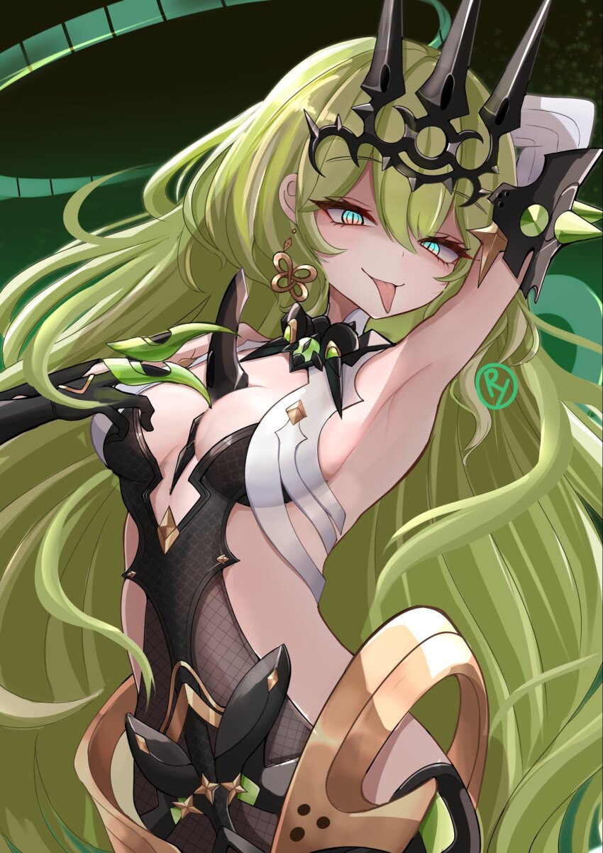 1girl, armpits, bad_anatomy, bad_hands, black_dress, black_gloves, breasts, claw_ring