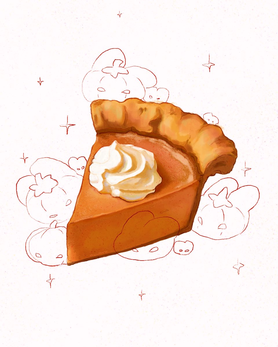 food, food_focus, highres, no_humans, original, pie, pie_slice, pumpkin_pie