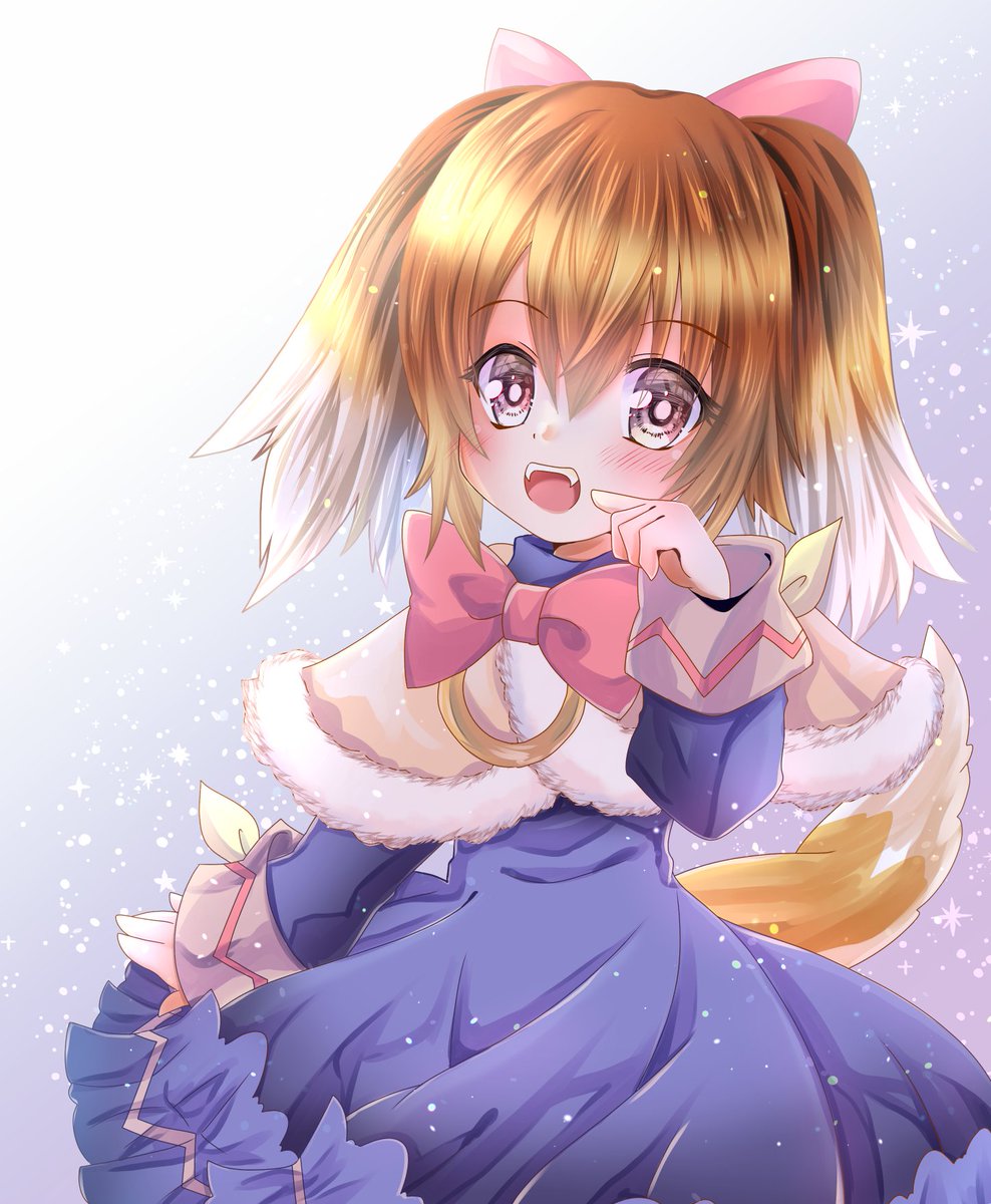 1girl, animal_ears, blue_dress, bow_alma, brown_eyes, brown_hair, capelet, dog_ears