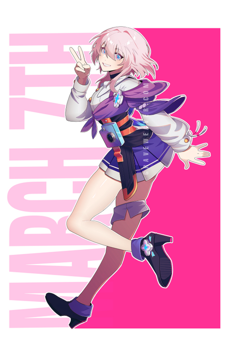 1girl, :d, blue_eyes, character_name, corset, full_body, graveweaver, grin