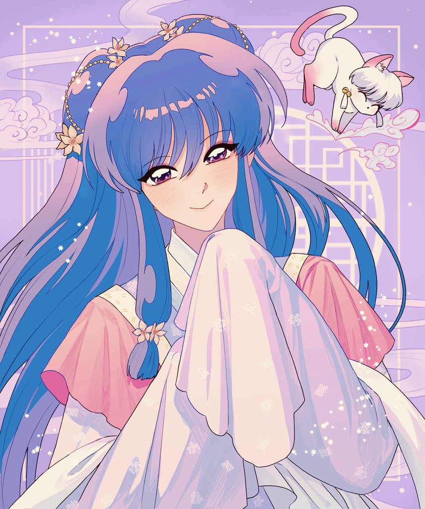 1girl, bell, cat, chinese_clothes, closed_eyes, closed_mouth, commentary, double_bun