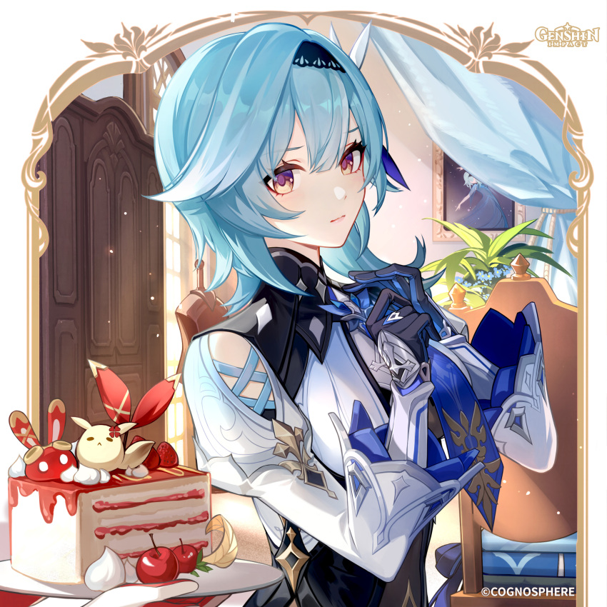 2girls, absurdres, adjusting_clothes, adjusting_necktie, amber_(100_outrider)_(genshin_impact), amber_(genshin_impact), baron_bunny_(genshin_impact), black_gloves