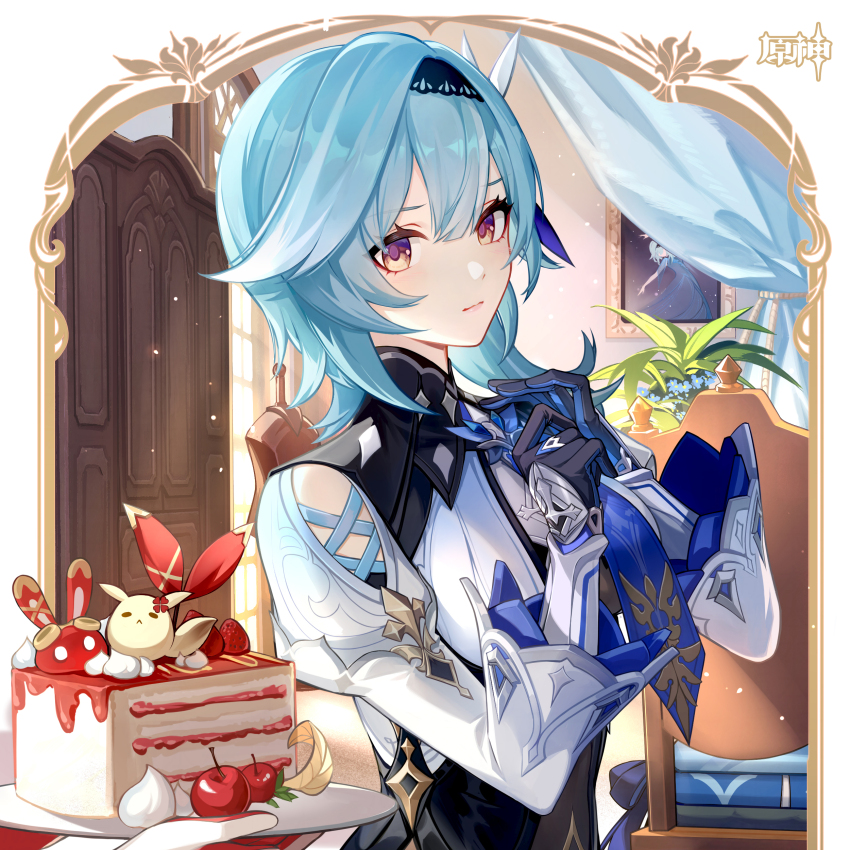 2girls, absurdres, adjusting_clothes, adjusting_necktie, amber_(100_outrider)_(genshin_impact), amber_(genshin_impact), baron_bunny_(genshin_impact), black_gloves