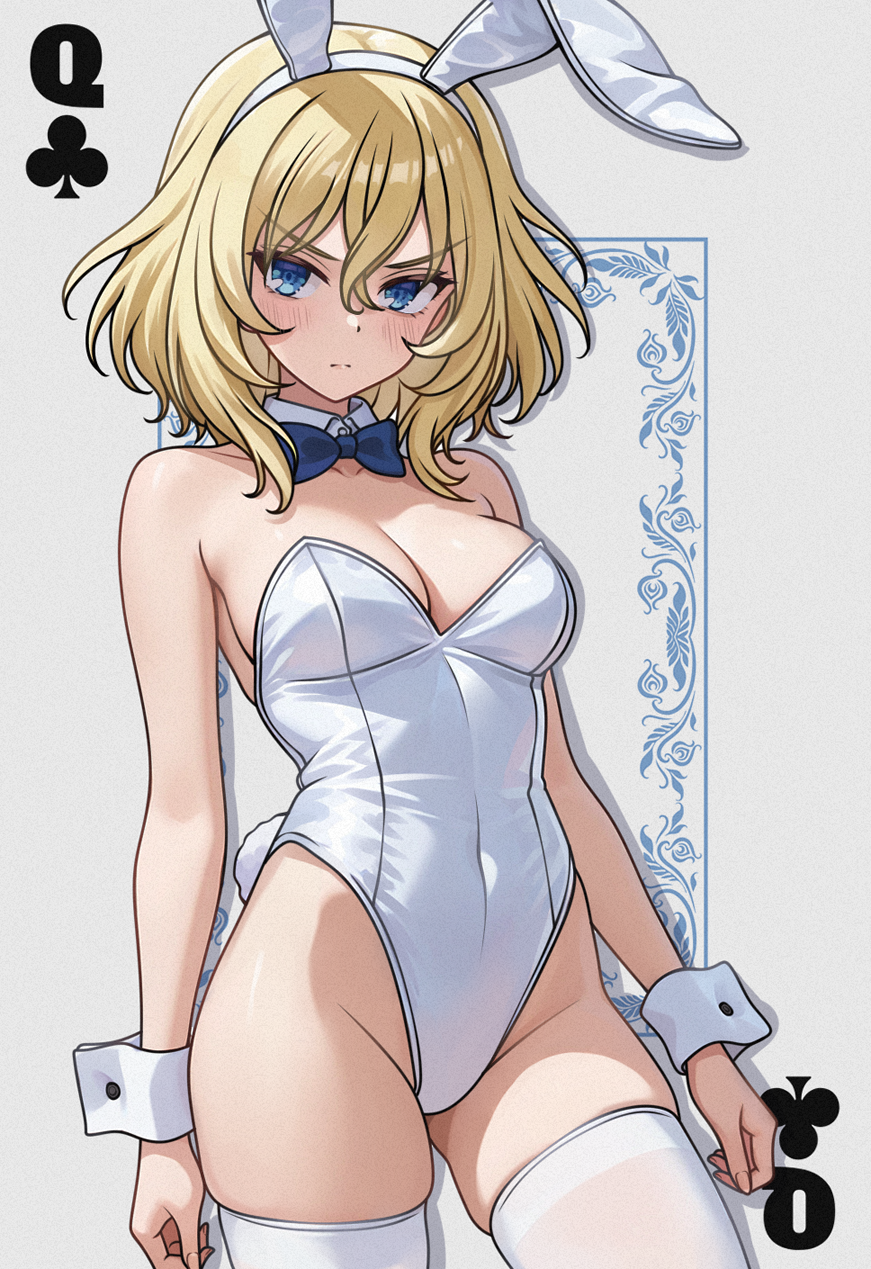 aadka5, animal_ear_hairband, animal_ears, blonde_hair, blue_bow, blue_bowtie, blue_eyes, bow