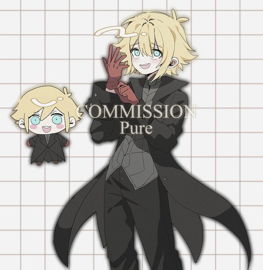 1boy, absurdres, amamiya_ren, antenna_hair, basil_(faraway)_(omori), basil_(omori), blonde_hair, blue_eyes