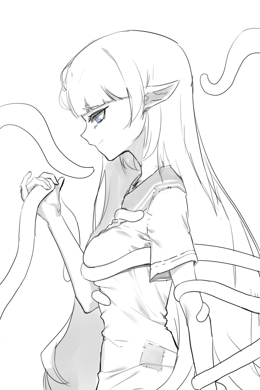 1girl, absurdres, arknights, blue_eyes, breasts, consensual_tentacles, groping, helseujang