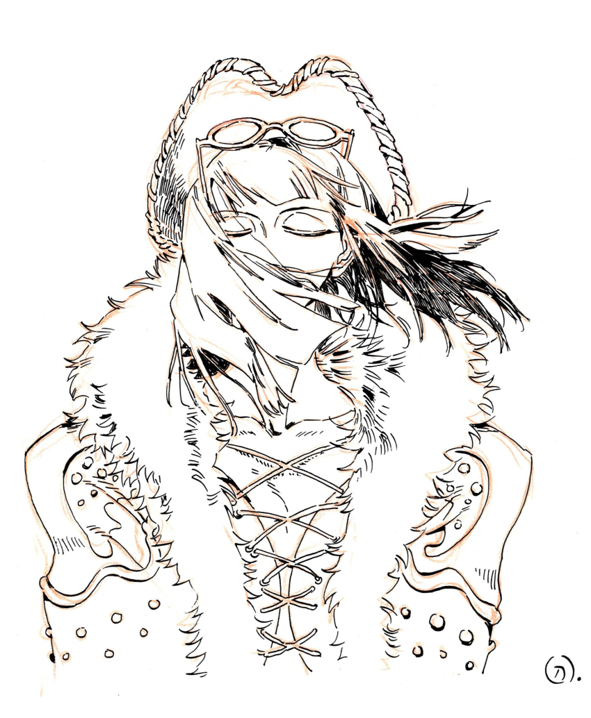 1girl, 2025, blunt_bangs, closed_eyes, coat, collarbone, covered_mouth, cowboy_hat