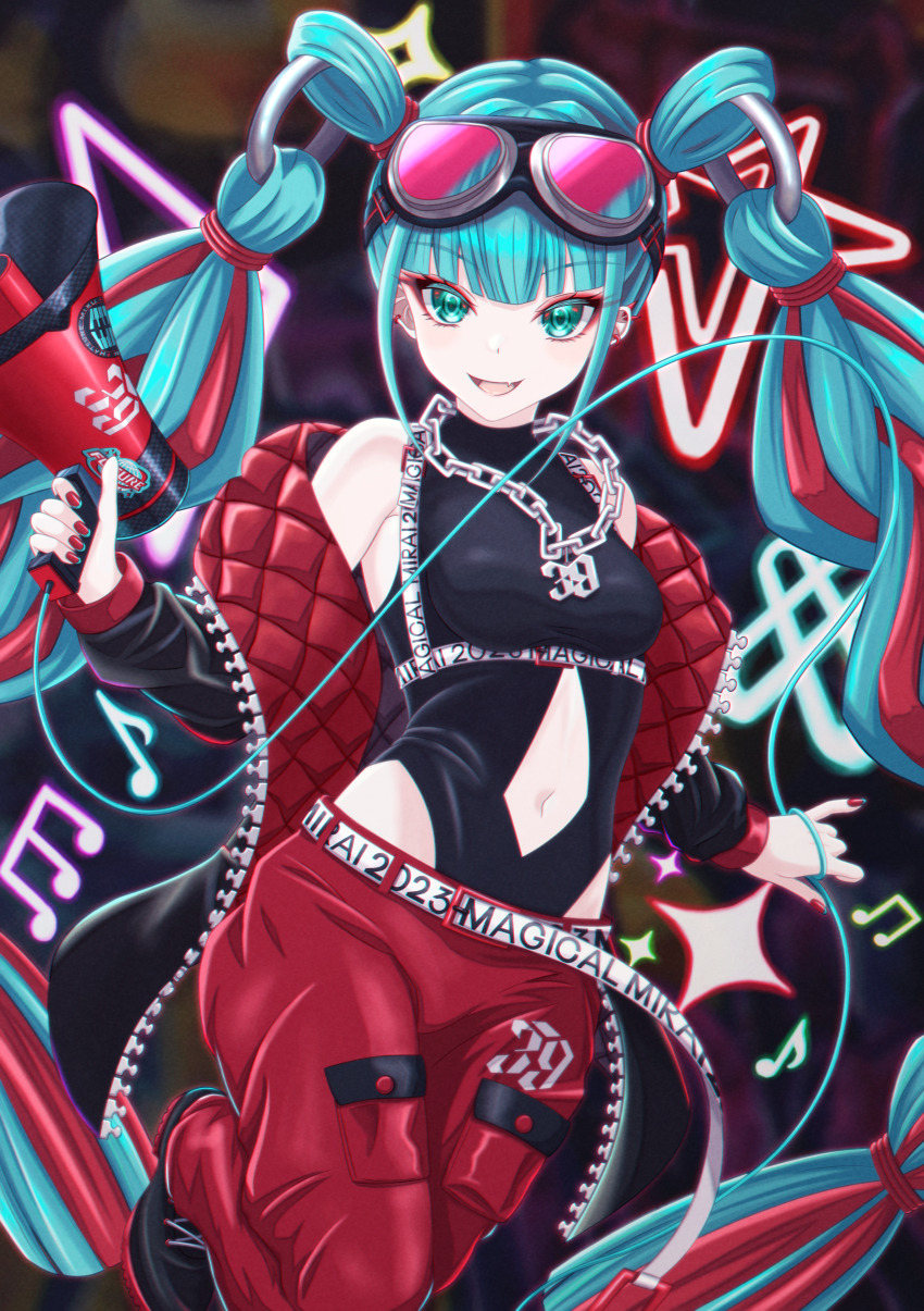 39, absurdres, aqua_eyes, aqua_hair, assiette47, baggy_pants, black_leotard, breasts