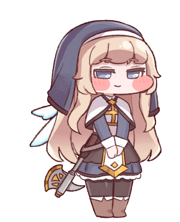 1girl, alpha_transparency, animated, animated_gif, artist_request, axe, blinking, blonde_hair