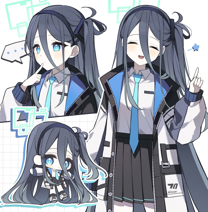 ..., 1girl, :d, ^_^, absurdly_long_hair, aqua_eyes, aqua_halo, aris_(blue_archive)