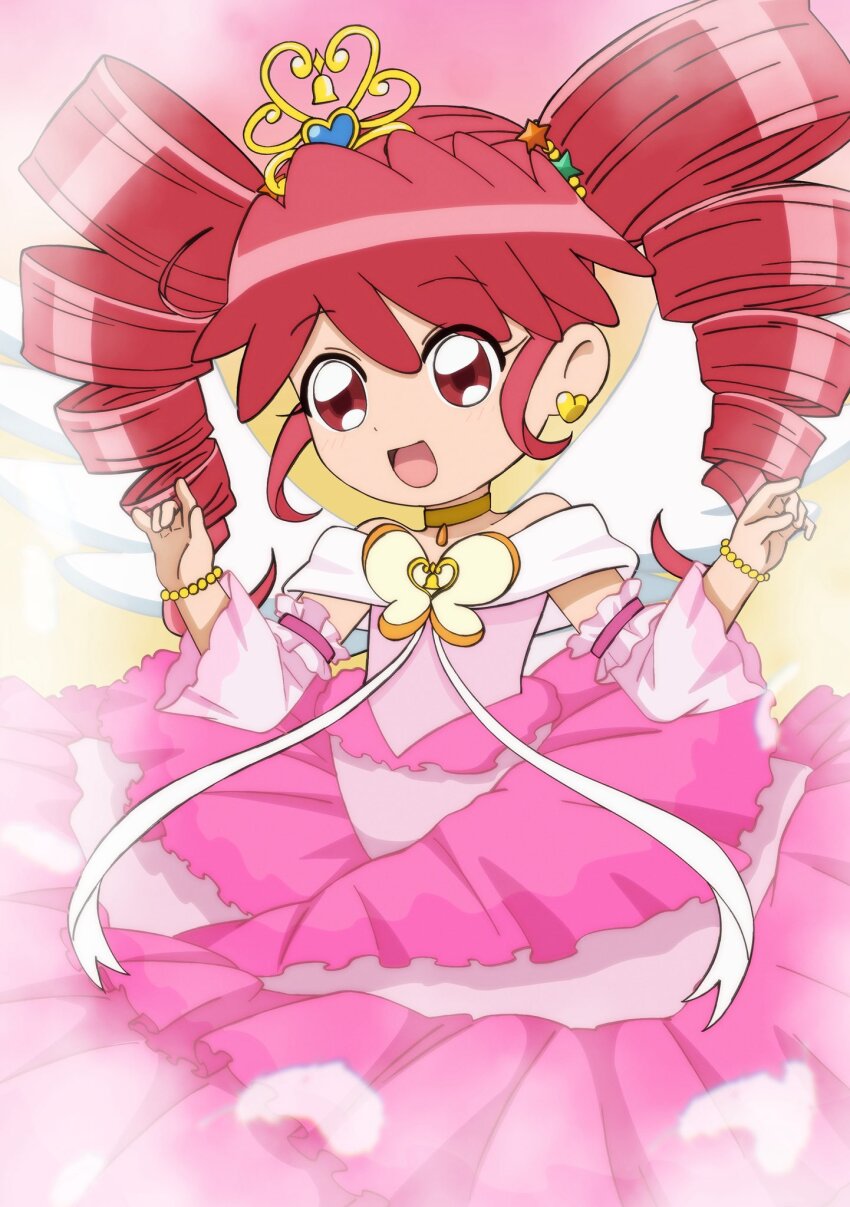 1girl, 964905950, :d, ahoge, angel_wings, bare_shoulders, bead_bracelet, beads