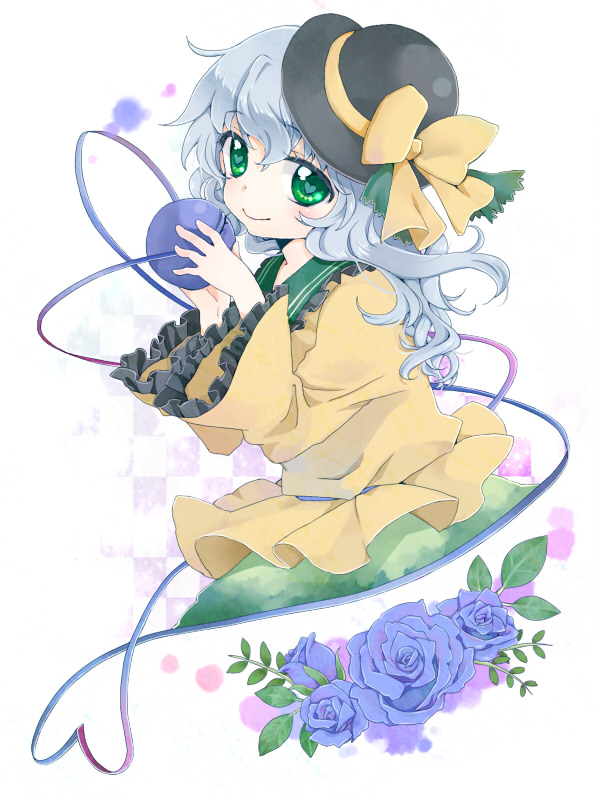 1girl, bad_id, bad_pixiv_id, blue_flower, blue_rose, bow, chikamichi_(nicovideo15654758), chikamichi_(ssssgirl)