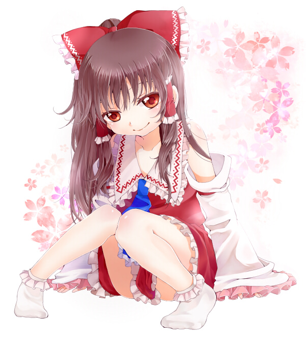 1girl, ascot, bad_id, bad_pixiv_id, bobby_socks, bow, brown_hair, chikamichi_(nicovideo15654758)