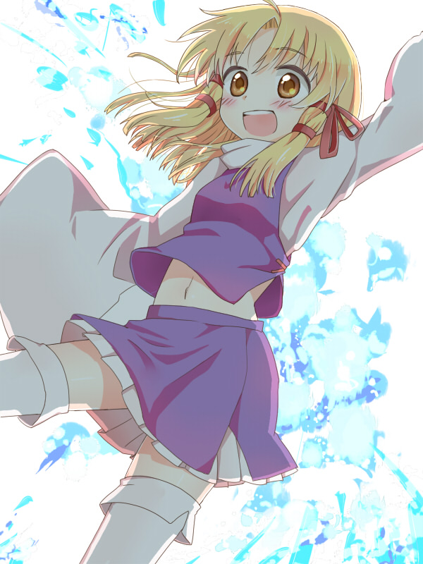 1girl, :d, bad_id, bad_pixiv_id, blonde_hair, blush, chikamichi_(nicovideo15654758), chikamichi_(ssssgirl)