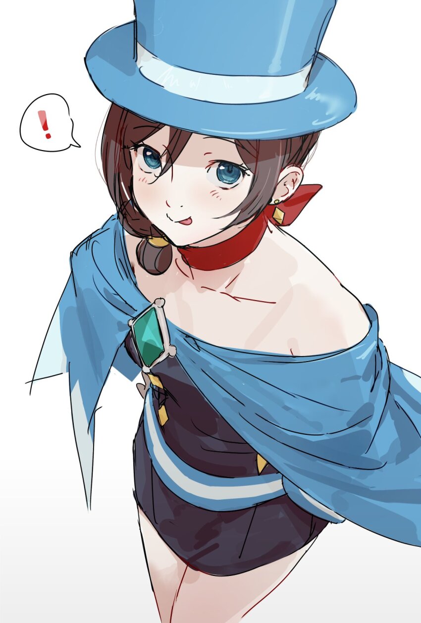 !, 1girl, ace_attorney, apollo_justice:_ace_attorney, bare_shoulders, black_dress, blue_cape, blue_eyes