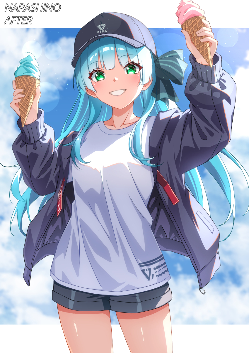 1girl, absurdres, aged_up, aikawa_megumi, aikawa_megumi_(casual), akagi_rumi, aqua_hair, asaba_touka