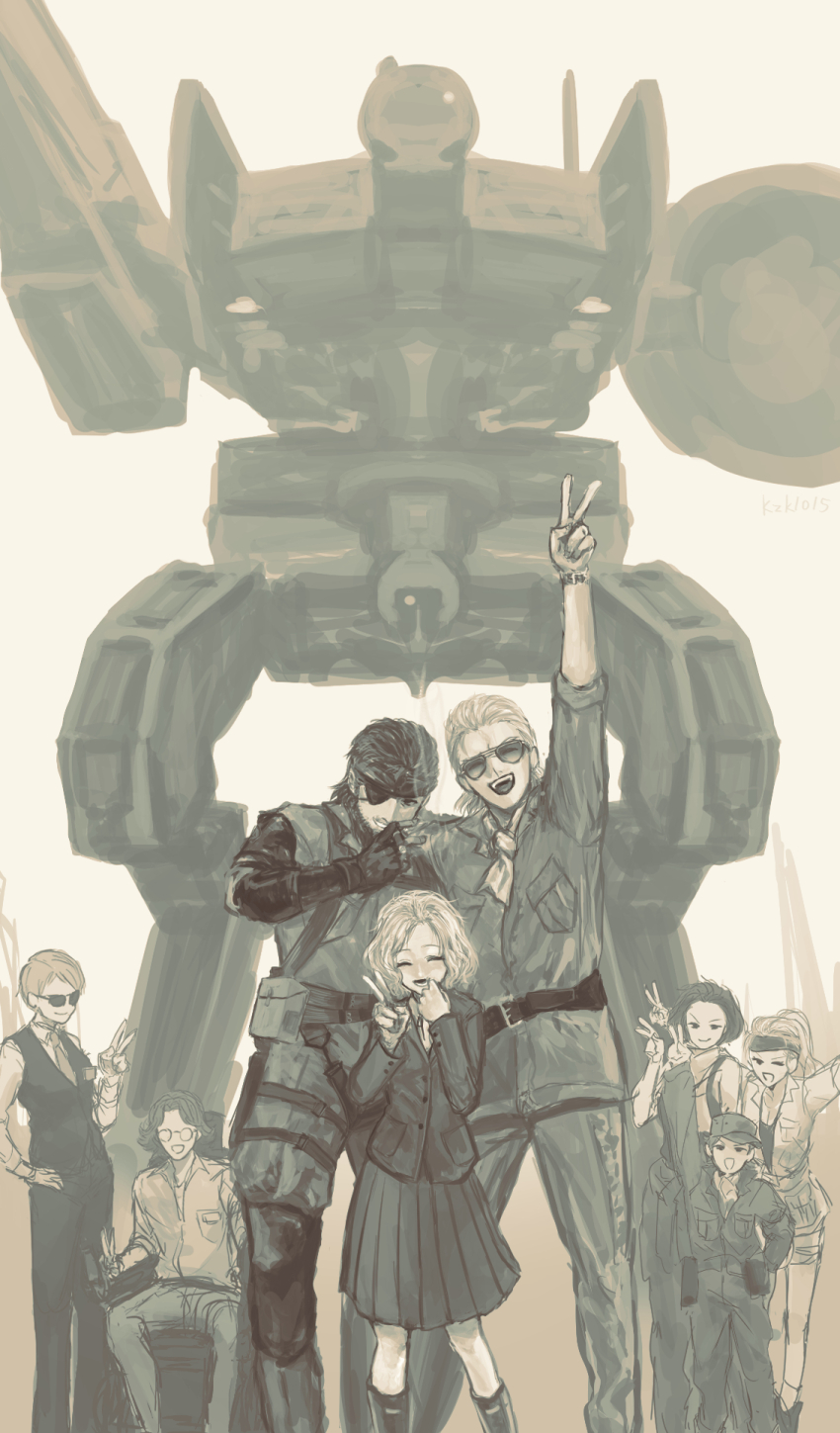 4boys, 4girls, amanda_valenciano_libre, artist_request, bandana, big_boss, cecile_cosina_caminades, chico_(metal_gear)