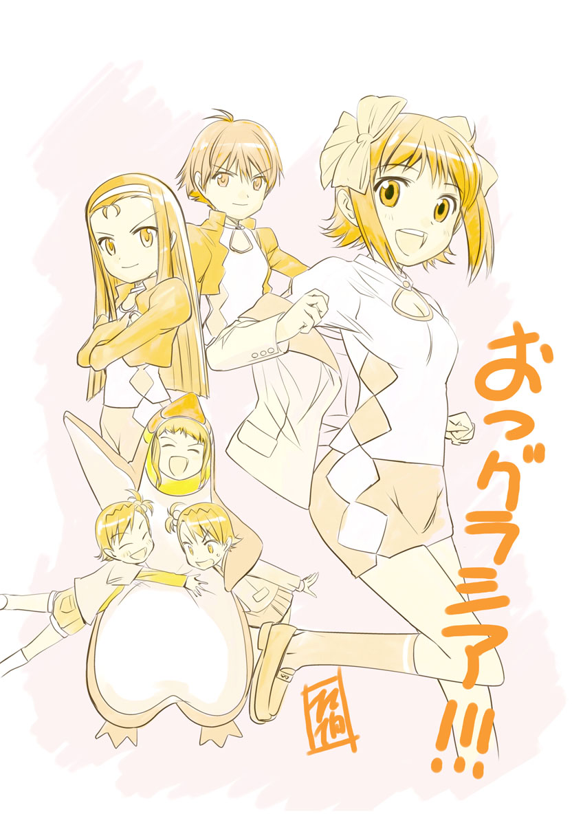 00s, 6+girls, amami_haruka, amami_haruka_(idolmaster_xenoglossia), bird, futami_ami, futami_ami_(idolmaster_xenoglossia), futami_mami