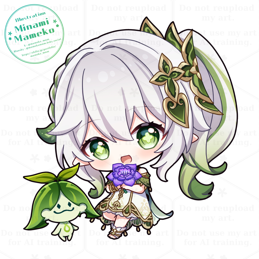 1girl, aranara_(genshin_impact), bare_shoulders, chibi, chibi_only, commentary_request, cross-shaped_pupils, detached_sleeves